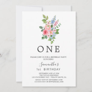 Invitation Fête du premier anniversaire sous les cerisiers en