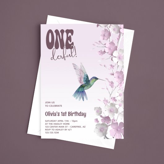 Invitation Fête du premier anniversaire sous les cerisiers en