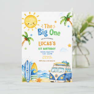 Invitation Fête du premier anniversaire Surf Tropical Beach f