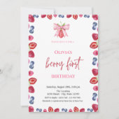 Invitation Fête du premier anniversaire Watercolor Blueberry (Devant)