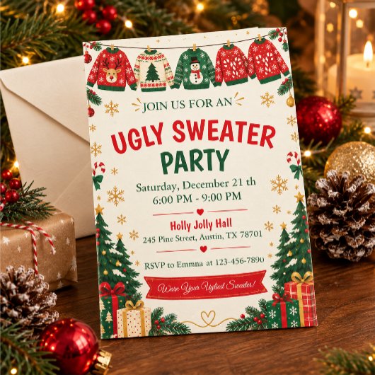 Invitation Fête du Pull de Noël Laid