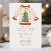 Invitation Fête du pull de Noël moche et ringard avec sapin d