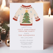 Invitation Fête du pull de Noël moche et ringard avec sapin d