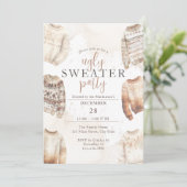Invitation Fête du pull moche à l'aquarelle neutre (Debout devant)