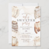 Invitation Fête du pull moche aquarelle neutre (Devant)