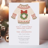 Invitation Fête du pullover de Noël moche couronne de Noël