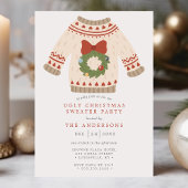 Invitation Fête du pullover de Noël moche couronne de Noël