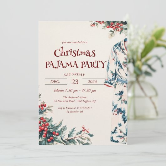 Invitation Fête du pyjama de Noël (Debout devant)