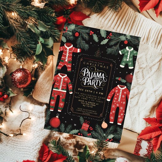 Invitation Fête du pyjama de Noël