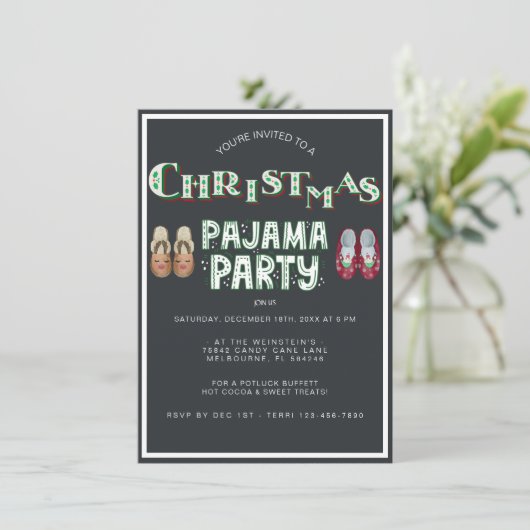 Invitation Fête du Pyjama de Noël (Debout devant)