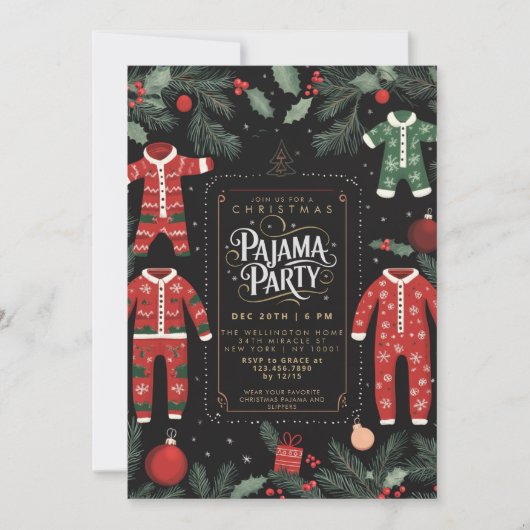 Invitation Fête du pyjama de Noël (Devant)