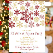 Invitation Fête du pyjama de Noël Chic Red Cute Flocon de nei