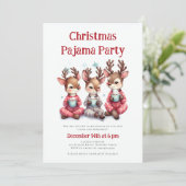 Invitation Fête du pyjama de Noël Drôle joli renne neige (Debout devant)