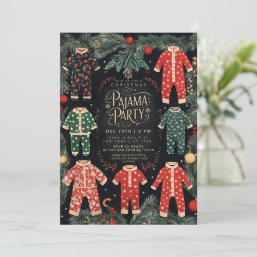 Invitation Fête du pyjama de Noël Fête du pyjama (Debout devant)
