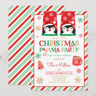 Invitation Fête du pyjama de Noël Fête du pyjama rouge
