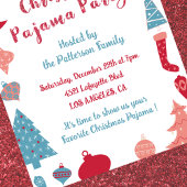 Invitation Fête du pyjama de Noël, jolie illustration