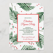 Invitation Fête du Pyjama de Noël Sbale Élégante À feuillage  (Devant / Derrière)