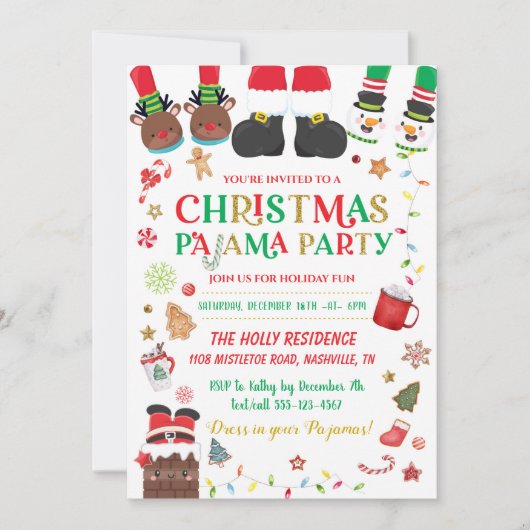 Invitation Fête du pyjama de Noël Stwood (Devant)