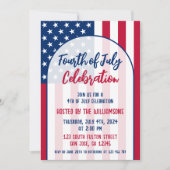 Invitation Fête du quatre juillet Patriotique Rouge Blanc et (Devant)