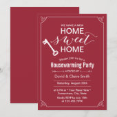 Invitation Fête du réchauffement de la maison classique Rouge (Devant / Derrière)