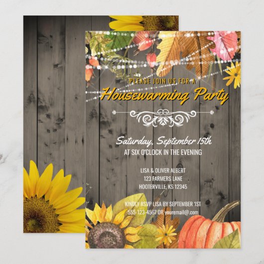 Invitation Fête du réchauffement des maisons d'automne en Rus (Devant / Derrière)