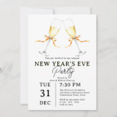 Invitation Fête du réveillon du Nouvel An avec lunettes de ch (Devant)