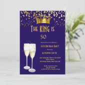 Invitation Fête du roi 50 ans Royal blue Champagne (Debout devant)