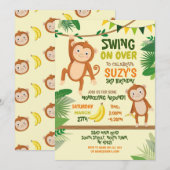 Invitation Fête du singe Anniversaire Coussin Sur Jaune Amusa (Devant / Derrière)