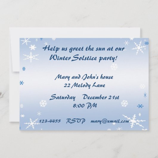 Invitation Fête du Solstice d'hiver (Dos)