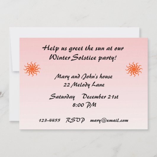 Invitation Fête du Solstice d'hiver (Dos)