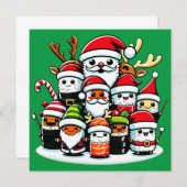 Invitation Fête du Sushi de Noël (Devant / Derrière)