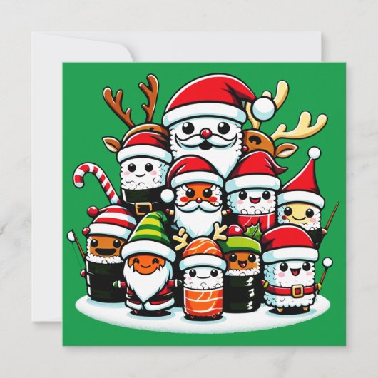 Invitation Fête du Sushi de Noël (Devant)