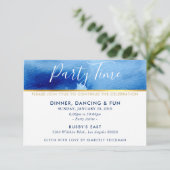 Invitation FÊTE DU TEMPS DE FÊTE or couleur bleu clair (Debout devant)