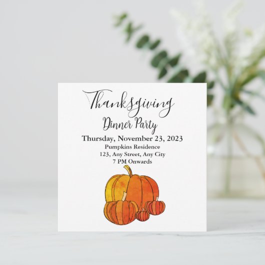 Invitation Fête du Thanksgiving citrouille (Debout devant)