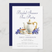 Invitation Fête du thé à la Fête des mariées florale (Devant / Derrière)