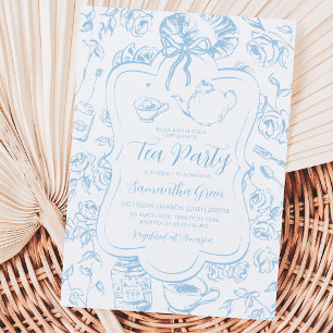 Invitation Fête du Thé Bleu Baby Shower