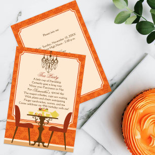 Invitation Fête du thé d'anniversaire d'automne
