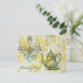 Invitation fête du thé d'anniversaire du jardin de campagne f (Debout devant)