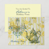 Invitation fête du thé d'anniversaire du jardin de campagne f (Devant / Derrière)