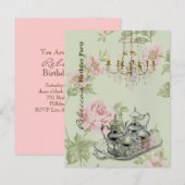 Invitation fête du thé d'anniversaire du jardin de campagne f (Devant / Derrière)