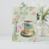 Invitation fête du thé d'anniversaire du jardin de campagne f (Debout devant)