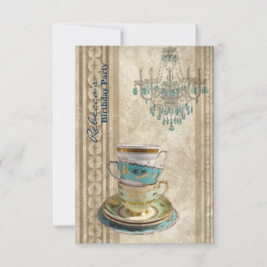 Invitation fête du thé d'anniversaire du jardin de campagne f (Devant)