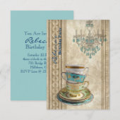 Invitation fête du thé d'anniversaire du jardin de campagne f (Devant / Derrière)