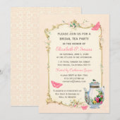Invitation Fête du thé de mariée Vintage rose (Devant / Derrière)