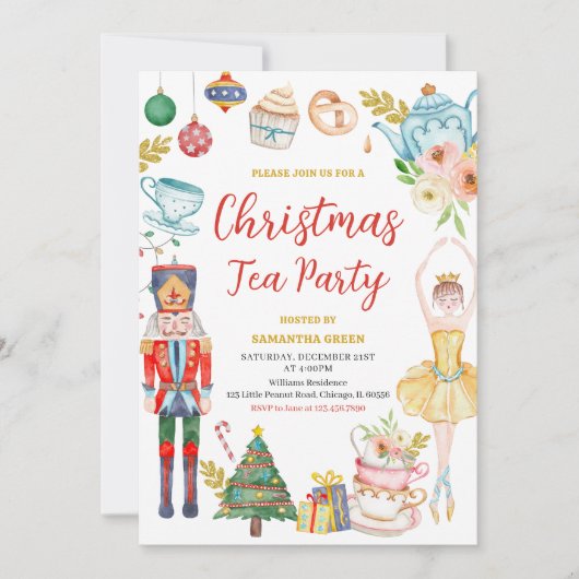Invitation Fête du thé de Noël (Devant)