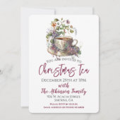 Invitation Fête du thé de Noël à la florale (Devant)