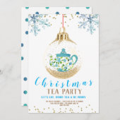 Invitation Fête du thé de Noël bleu (Devant / Derrière)