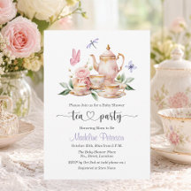 Fête du Thé Élégante Papillons Baby Shower 