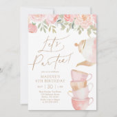 Invitation Fête du thé floral Elégant Par-tea Anniversaire (Devant)