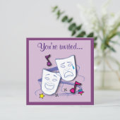 Invitation Fête du Théâtre d'anniversaire avec masque (Debout devant)